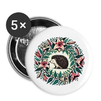 Igel - Buttons klein 25 mm (5er Pack) - Weiß - Vorne