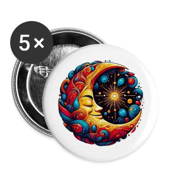 Mond - Buttons klein 25 mm (5er Pack) - Weiß - Vorne