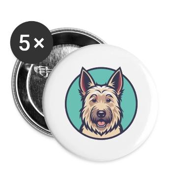 Berger Picard Hund Rasse Cartoon Kawaii Clipart Haustier - Buttons klein 25 mm (5er Pack) - Weiß - Vorne