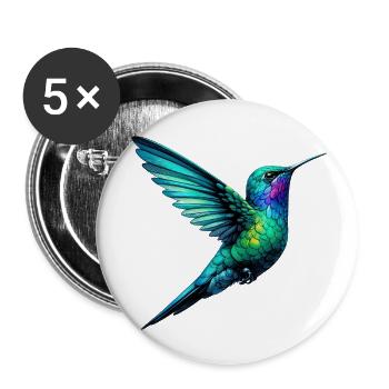 Colibri - Lot de 5 petits badges (25 mm) - blanc - Devant