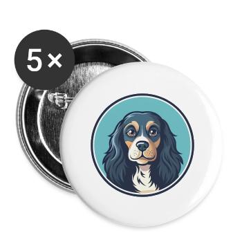 Blue Picardy Spaniel Dog Breed Cartoon Kawaii Pet - Buttons small 1''/25 mm (5-pack) - white - Front