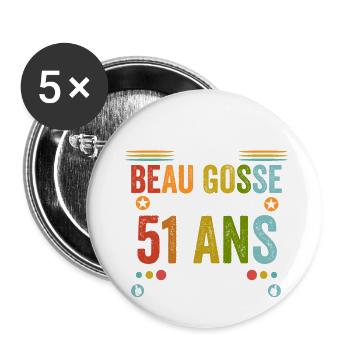 51 ans Cadeau Anniversaire 51 ans Drôle - Lot de 5 petits badges (25 mm) - blanc - Devant