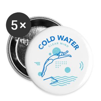 Eau froide, clair - Lot de 5 petits badges (25 mm) - blanc - Devant