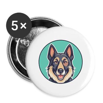 Osteuropäische Schäferhund Rasse Karikatur Kawaii - Buttons klein 25 mm (5er Pack) - Weiß - Vorne