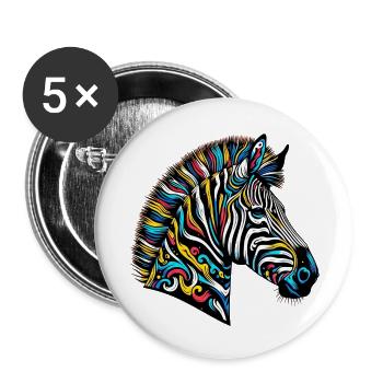 Zebra - Buttons klein 25 mm (5er Pack) - Weiß - Vorne