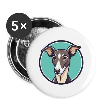 Lévrier italien chien race dessin animé Kawaii Clipart - Lot de 5 petits badges (25 mm) - blanc - Devant