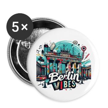 Berlin Vibes - Brandenburger Tor, Abschlussfahrt - Buttons klein 25 mm (5er Pack) - Weiß - Vorne