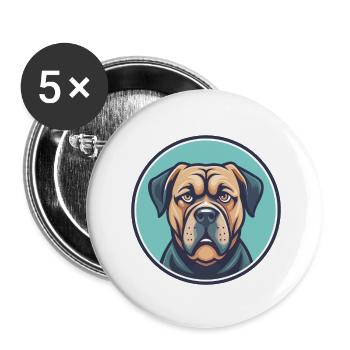 Kumaon Mastiff Chien Race Dessin animé Kawaii Clipart - Lot de 5 petits badges (25 mm) - blanc - Devant
