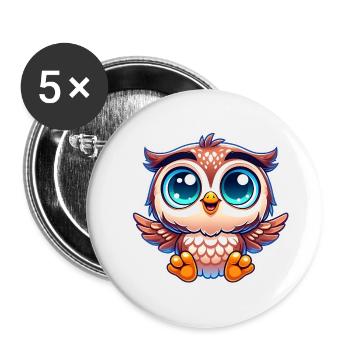 Emil Eule - Buttons klein 25 mm (5er Pack) - Weiß - Vorne