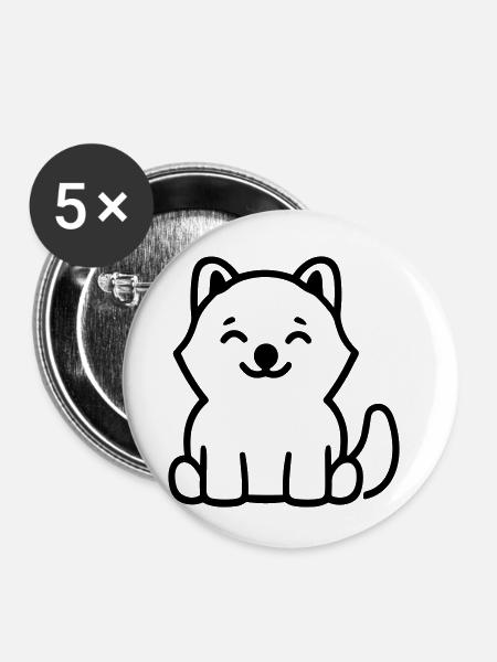 Hund - Buttons klein 25 mm (5er Pack) - Weiß