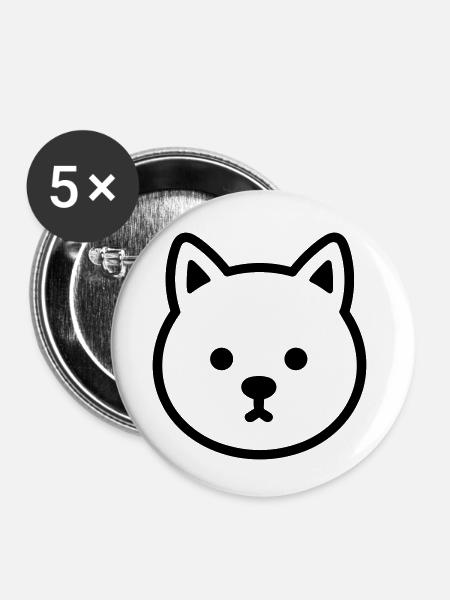 Hund - Buttons klein 25 mm (5er Pack) - Weiß