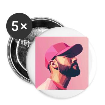 Pink - Buttons small 1''/25 mm (5-pack) - white - Front
