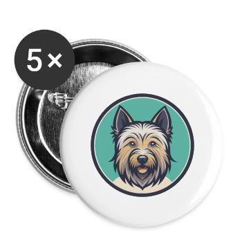 Skye Terrier Chien Race Dessin animé Kawaii Clipart Animal de compagnie - Lot de 5 petits badges (25 mm) - blanc - Devant