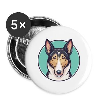 Smooth Collie Hunderasse Cartoon Kawaii Clipart Haustier - Buttons klein 25 mm (5er Pack) - Weiß - Vorne