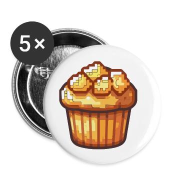 Cupkake Pixel Symbol Torte - Buttons klein 25 mm (5er Pack) - Weiß - Vorne