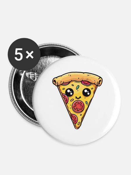 Pizza piece of pizzeria - Buttons small 1''/25 mm (5-pack) - white