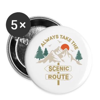 Always Take The Scenic Route Hiking Hiker - Buttons small 1''/25 mm (5-pack) - white - Front