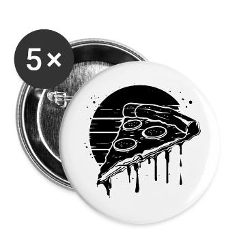 Pizza Stück Zeichnung - Buttons klein 25 mm (5er Pack) - Weiß - Vorne