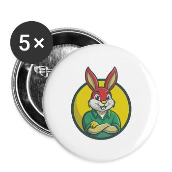 Lapin Mignon Kawaii Dessin animé Clipart Animal de compagnie - Lot de 5 petits badges (25 mm) - blanc - Devant