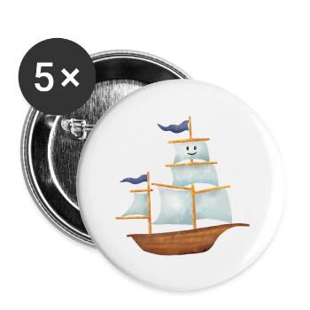 Sailing ship - Buttons small 1''/25 mm (5-pack) - white - Front