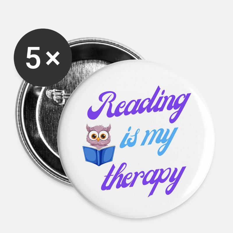 Reading therapy gift - Buttons small 1''/25 mm (5-pack) - white
