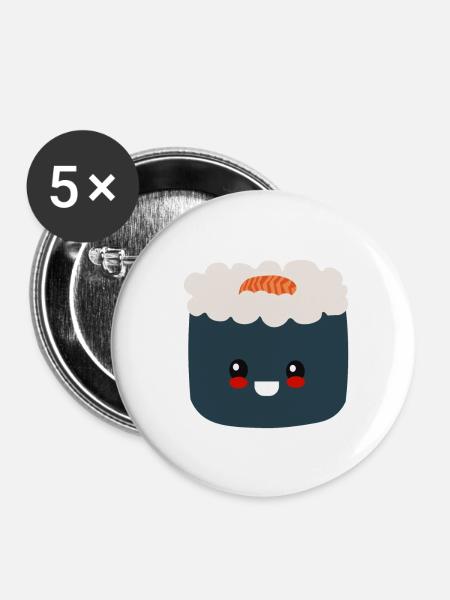 sushi, sushi fan, wasabi - Buttons small 1''/25 mm (5-pack) - white