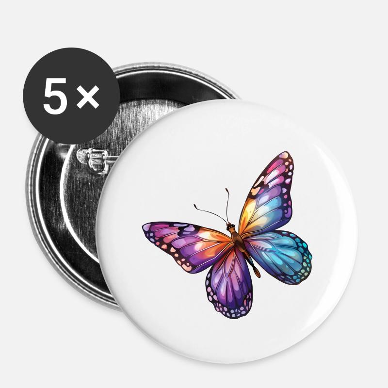Schmetterling Schmetterling - Buttons klein 25 mm (5er Pack) - Weiß