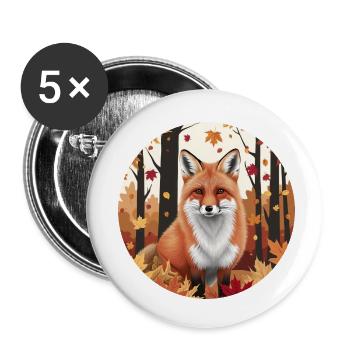 Herbstliche Tagundnachtgleiche: Fuchs und goldene Blätter - Buttons klein 25 mm (5er Pack) - Weiß - Vorne