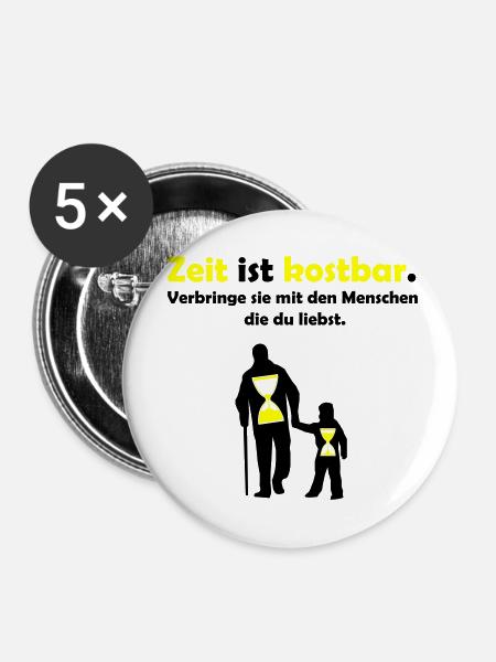 zeit ist kostbar - Buttons klein 25 mm (5er Pack) - Weiß