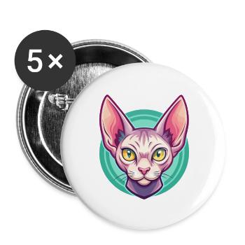 Rot Devon Rex Katzenrasse Cartoon Kawaii Tier Haustier - Buttons klein 25 mm (5er Pack) - Weiß - Vorne