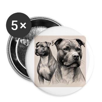 Pitbull Porträt - Buttons klein 25 mm (5er Pack) - Weiß - Vorne