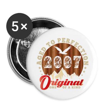 Kultiges Jubiläum 2007 - Buttons klein 25 mm (5er Pack) - Weiß - Vorne