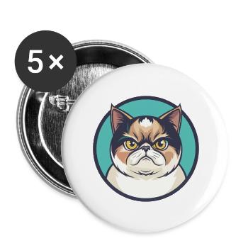 Exotische Kurzhaarkatze Rasse Cartoon Kawaii Tier - Buttons klein 25 mm (5er Pack) - Weiß - Vorne