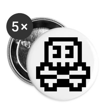 8bit cute skull - Buttons klein 25 mm (5er Pack) - Weiß - Vorne
