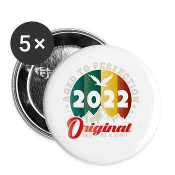 Vintage Geburtstag 2022 - Retro Geschenkidee 2022 - Buttons klein 25 mm (5er Pack) - Weiß - Vorne