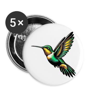 Colibri - Lot de 5 petits badges (25 mm) - blanc - Devant