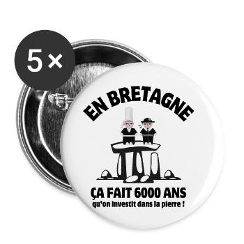Bretagne, Bretagne humour, Breizh - Lot de 5 petits badges (25 mm) - blanc - Devant
