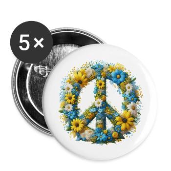 Hippie Soul Groovy Sommer Zeit Frieden Liebe Ukraine - Buttons klein 25 mm (5er Pack) - Weiß - Vorne