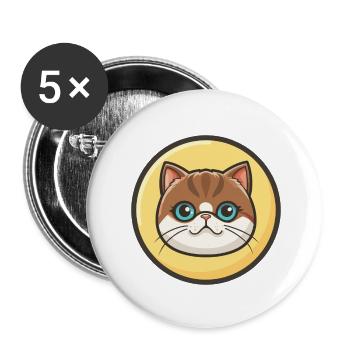 Exotische Kurzhaarkatze Rasse Cartoon Kawaii Tier - Buttons klein 25 mm (5er Pack) - Weiß - Vorne