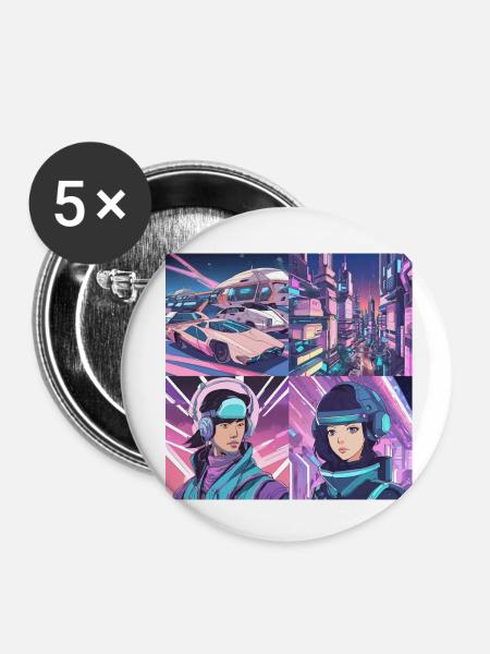Future Space - Buttons klein 25 mm (5er Pack) - Weiß