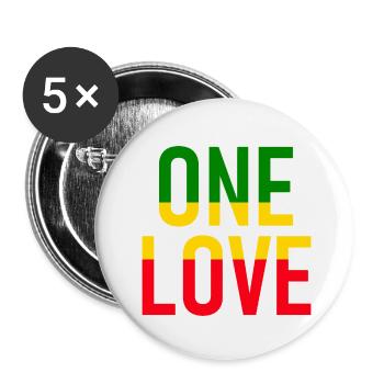 ONE LOVE - Musique Reggae - Musik - Lot de 5 petits badges (25 mm) - blanc - Devant