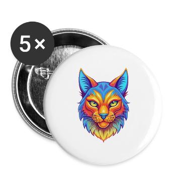 Asiatische Katzenrasse Cartoon Kawaii Tier Haustier - Buttons klein 25 mm (5er Pack) - Weiß - Vorne