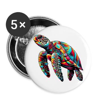 Schildkröte - Buttons klein 25 mm (5er Pack) - Weiß - Vorne