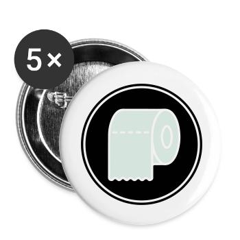 Papier toilette Icône de papier toilette - Lot de 5 petits badges (25 mm) - blanc - Devant