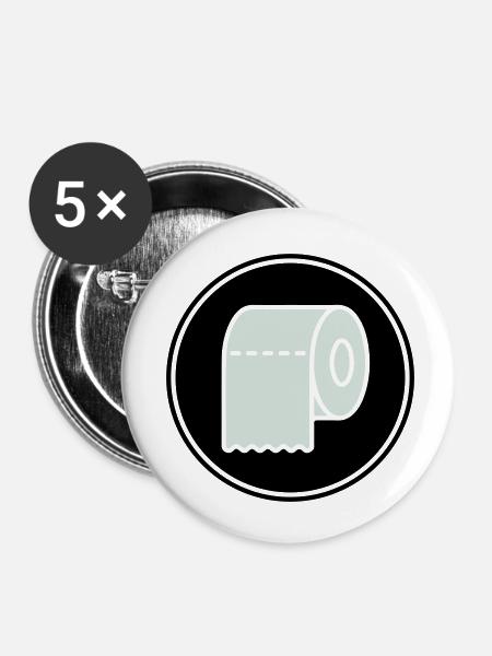 toilettenpapier klopapier icon - Buttons klein 25 mm (5er Pack) - Weiß