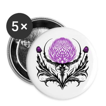 Distel Tattoo Scottish Thistle Botanical Art - Buttons klein 25 mm (5er Pack) - Weiß - Vorne