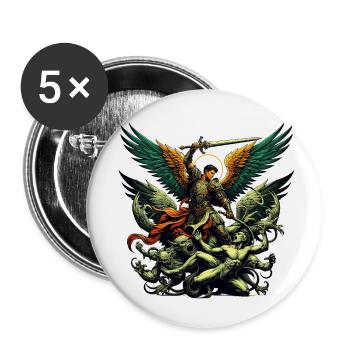 Erzengel Heiliger Religion Gott Engel Glaube Michael - Buttons klein 25 mm (5er Pack) - Weiß - Vorne