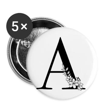 Letter A - Buttons small 1''/25 mm (5-pack) - white - Front