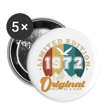 Original 1972 Vintage - 1972 Geburtstagsgeschenk - Buttons klein 25 mm (5er Pack) - Weiß - Vorne