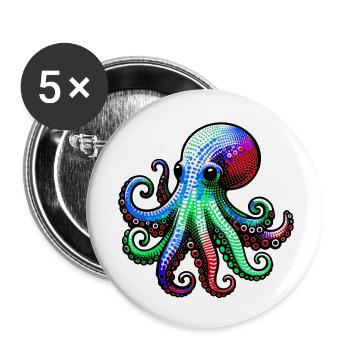 Krake - Buttons klein 25 mm (5er Pack) - Weiß - Vorne